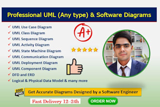 do uml diagram, class, use case, srs, erd, dfd for software project within 12 hr