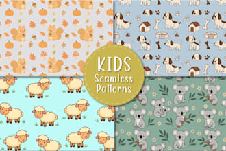 make cute kids babies seamless patterns textile prints