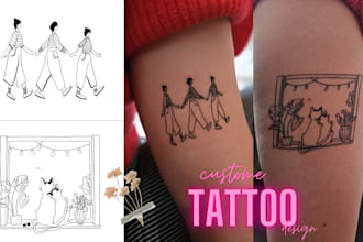 create custom line art tattoo
