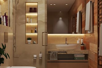 deliver modern 3d bathroom interior design with photorealistic render