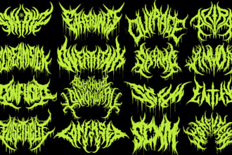 do a death metal logo design with texture and chrome effect