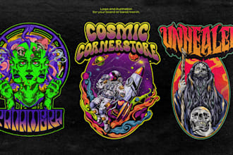design best trippy stoner doom psychedelic metal band logo