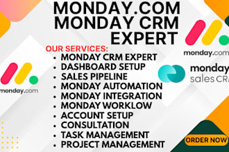 your monday com expert and build CRM, automations, dashboards