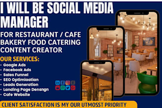 be social media manager for restaurant cafe bakery food catering content creator
