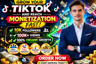 create a tiktok growth strategy to reach monetization and 10k followers