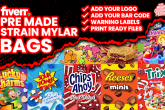 design custom strain bag , mylar premade packaging design