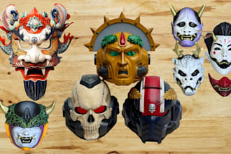 3d print and paint mask, 3d helmet cosplay mask stl, 3d printed mask armor