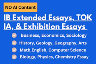 professionaly assist with extended essays toks and exhibitions for ib and ia