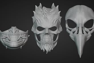 sculpt and model 3d mask, 3d helmet design 3d mask model cosplay design helmet