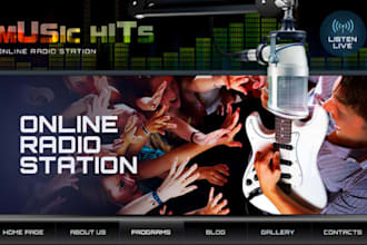 develop radio station website, podcast website, radio website