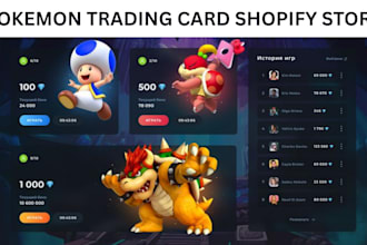 build pokémon shopify store game card store  anime website trading card website