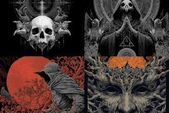 draw a detailed dark art illustration for tshirt,