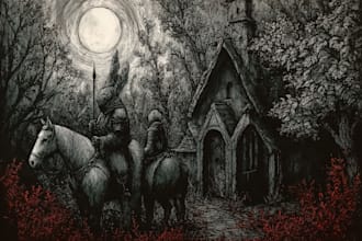 draw dark art illustration in vintage engraving style