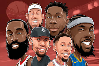 draw sports cartoon with big head or caricature style