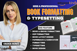 do book formatting, book layout design, kindle ebook format