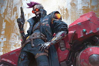 design cyberpunk and fantasy character splash art