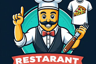 design high quality restaurant mascot logo with t shirt design