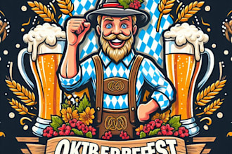 design high quality oktoberfast mascot logo with t shirt design