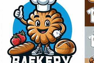 design high quality bakery mascot logo with t shirt design