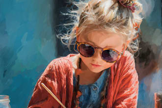 draw a stunning digital oil painting portraits