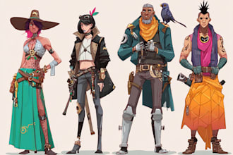 draw dnd character art and game character concept art