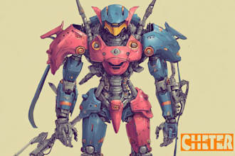 draw high quality robot, mecha concepts