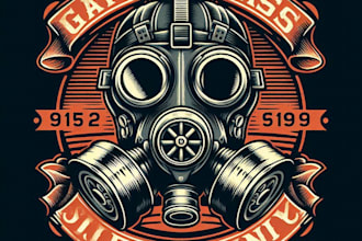 design high quality vintage gas mask logo t shirt design