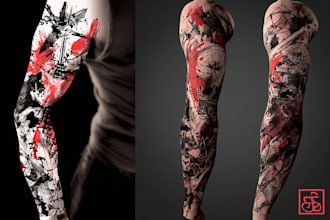 do premium trash polka design , sleeve tattoo
