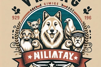 design high quality vintage animal pet logo t shirt design