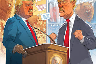draw political cartoon and comic strip