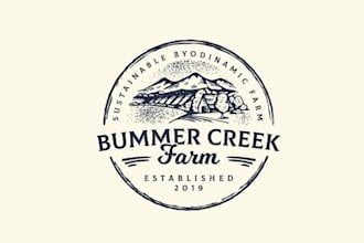 design powerful fantastic bummer creek farm logo design