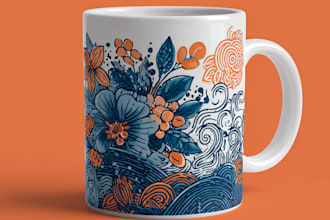 draw coffee mug design for merch