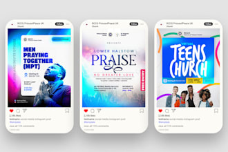 design an event, church social media flyer, and carousels