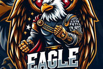 design high quality eagle mascot logo with t shirt design