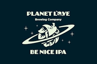 design particular planet love brewery logo