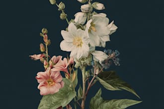 create botanical illustration of flowers