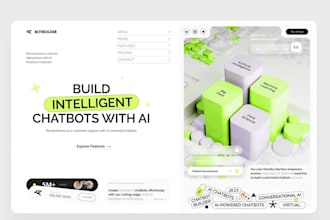 build modern saas landing page, ai saas website, chat bot