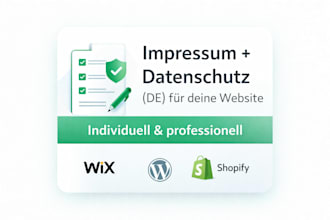 dsgvo impressum datenschutzerklaerung de für wix, shopify, wordpress