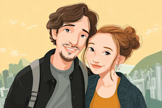 illustrate a vintage couple portrait