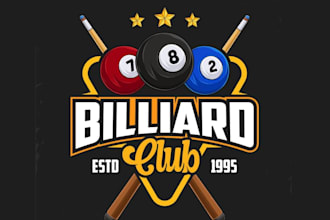 design creative custom billiard logo with new concept in 1 day