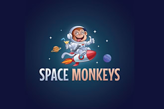 design character space monkeys card game logo
