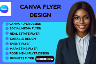 design canva flyer , redesign, graphics design, logo, food menu