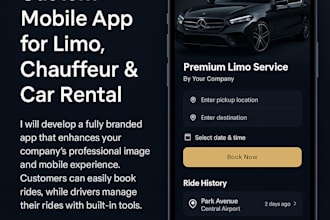 develop limousine app, chauffer app, car rental app and website, api integration