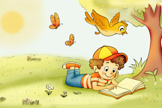 draw custom children book illustration and kids story books