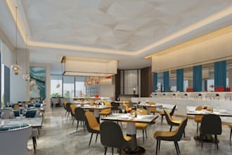 render 3d design for your restaurant shops,cafe ,bar,lounge,retail shop,store,VR