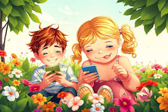 hand drawn children story book illustration