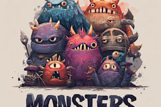 make monsters, fantasy logo or illustrations
