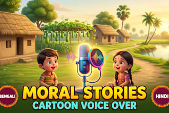 do moral cartoon voice over make in bengali and hindi