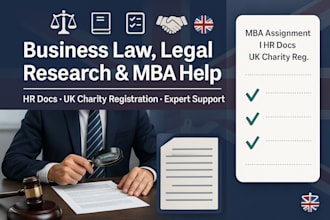 do business law, legal research, MBA assignment, HR and UK charity registration