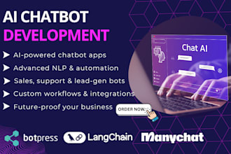 build chatbot app using botpress, langchain, and manychat